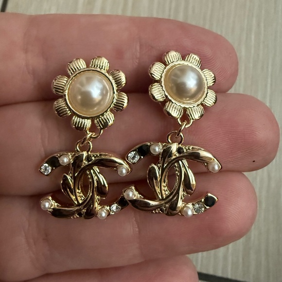 CHANEL Jewelry - New upcycled Chanel Gold Pearl Drop Earrings